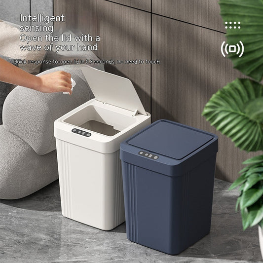 Kitchen Living Room Waterproof Automatic Smart Induction Trash Can With Lid Nak Health and Beauty