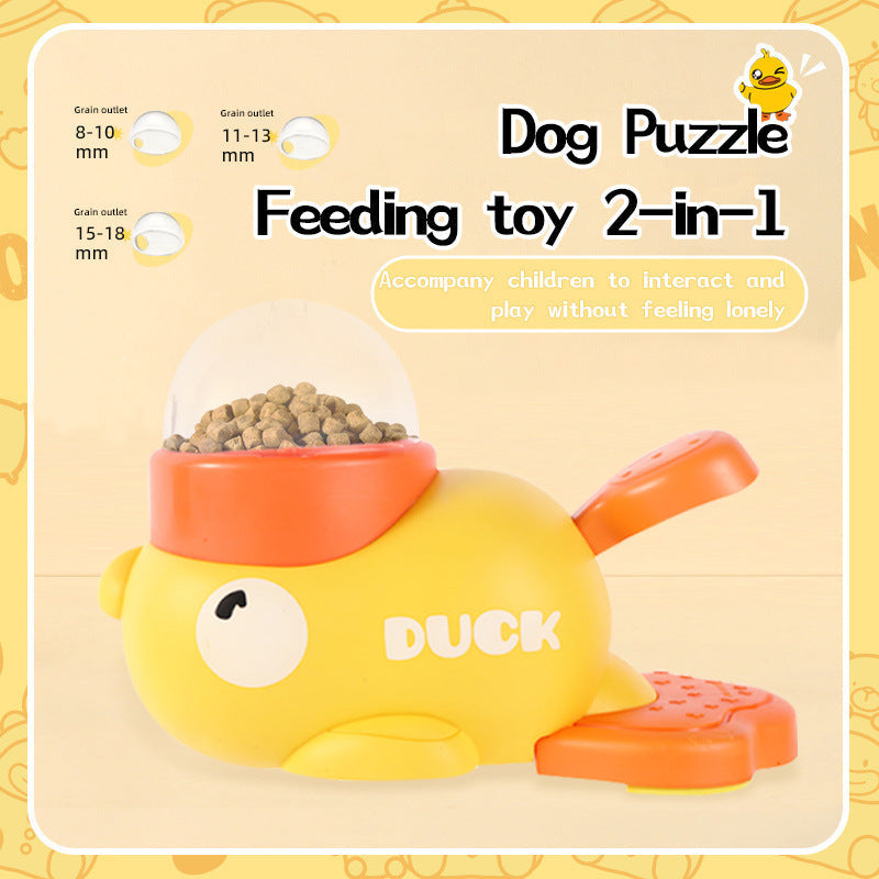 Dog Puzzle Feeder Interactive Pet Food Treat Dispenser Cartoon Duck Design Anti-slip Pets Automatic Feeder Toys For Dog Training Pet Products Nak Health and Beauty