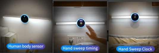 Smart Cabinet Light Clock Timing Sensor Light Removable LED Wardrobe Light Human Body Sensor Light Nak Health and Beauty