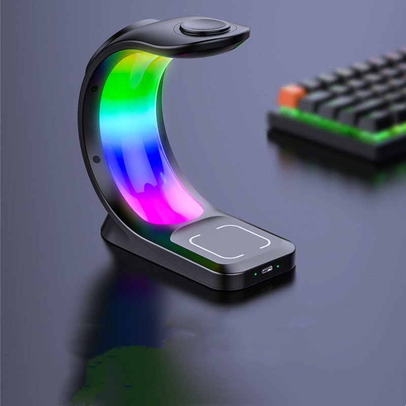 4 In 1 Magnetic Wireless Charger Fast Charging For Smart Phone Atmosphere Light Charging Station For Airpods Pro I-phone Watch Nak Health and Beauty