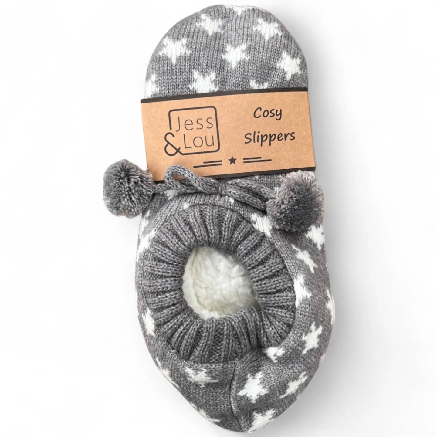 Grey & White Star Cosy Slippers SL644 Nak Health and Beauty