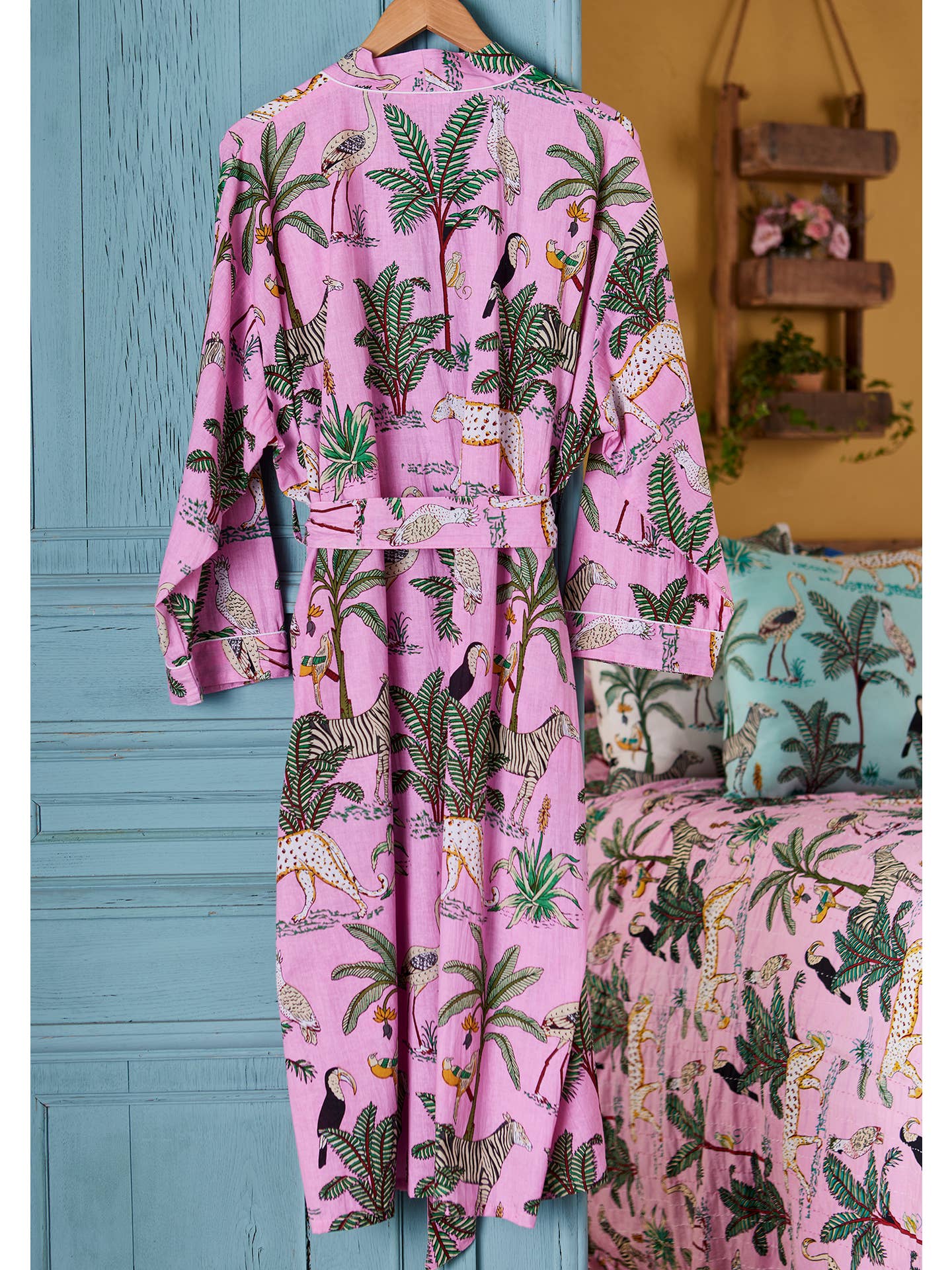 Jungle Print Dressing Gown - Pink S/M Nak Health and Beauty