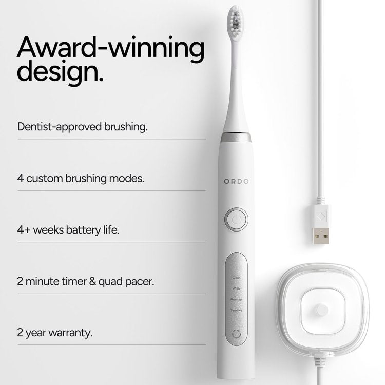 Ordo Sonic+ ELECTRIC TOOTHBRUSH WHITE SILVER Nak-Health-&-Beauty-