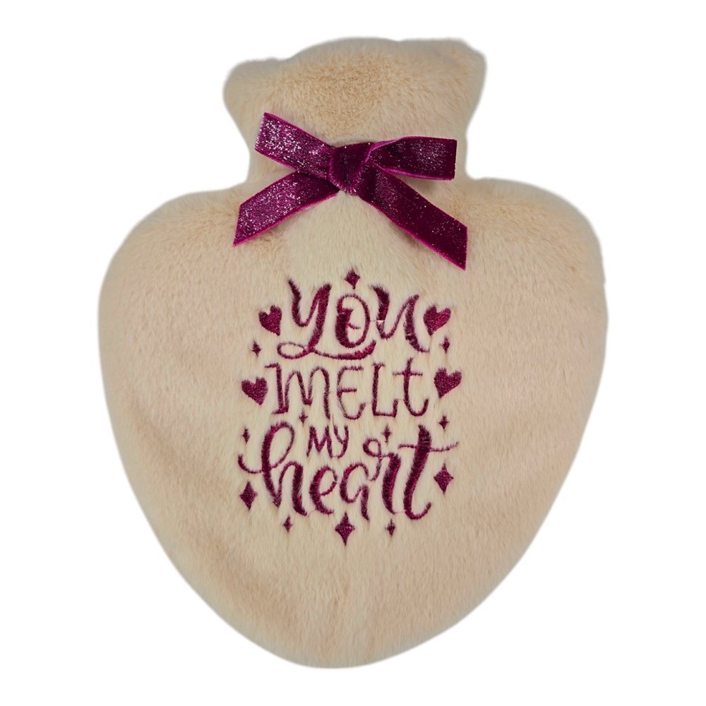 HEART EMBROIDERED COVERED HOT WATER BOTTLE Nak Health and Beauty