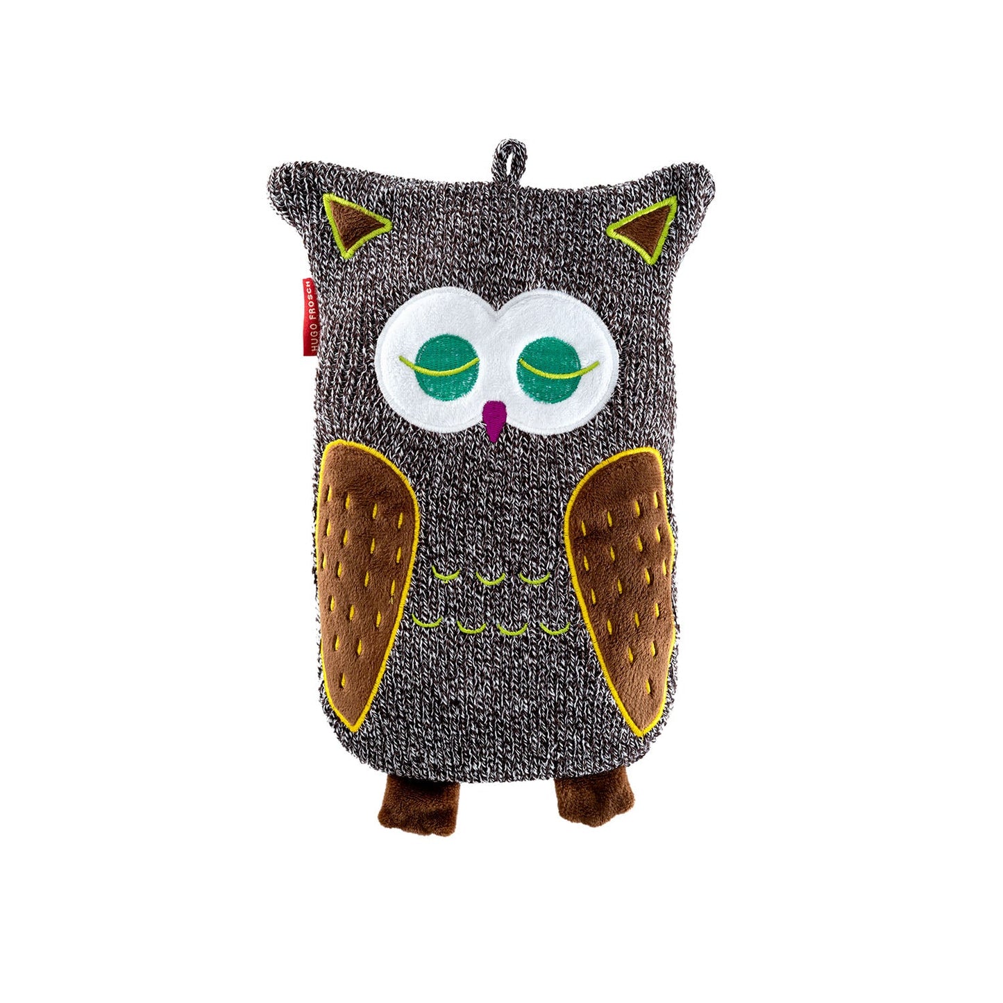 Hugo Frosch Children's eco-hot water bottle 0.8 l with knit cover "owl" brown-melange Nak-Health-&-Beauty-