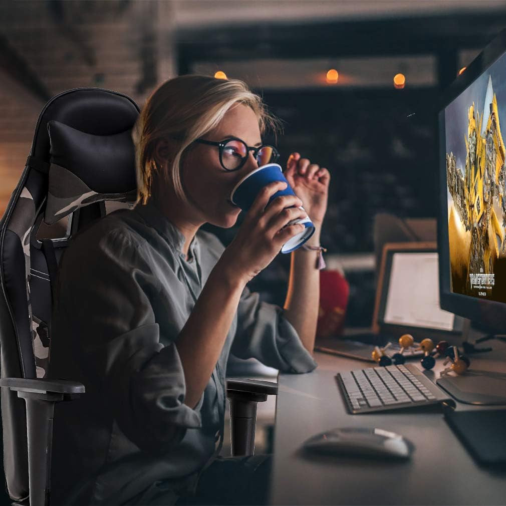 Ergonomic Office Chair PC Gaming Chair Cheap Desk Chair PU Leather Peach Maple