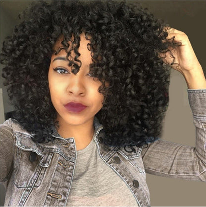 Manufacturers Supply European And American Wigs, African Short Curly Hair Female Wigs, Fluffy Small Curly Bangs, Long Curly Hair Wigs, Wigs Nak Health and Beauty