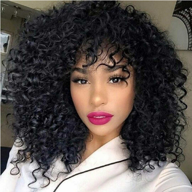 Manufacturers Supply European And American Wigs, African Short Curly Hair Female Wigs, Fluffy Small Curly Bangs, Long Curly Hair Wigs, Wigs Nak Health and Beauty