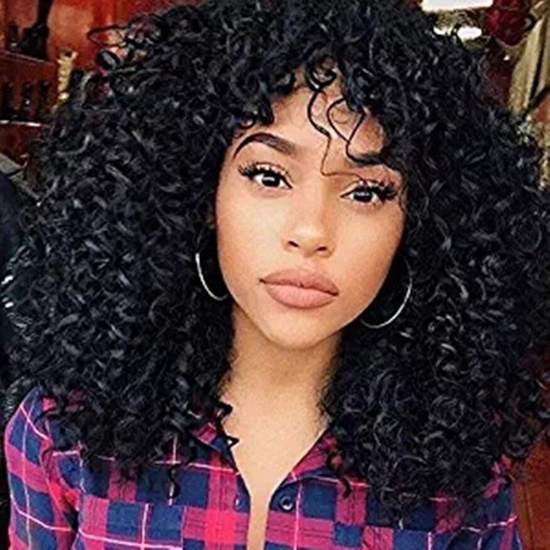 Manufacturers Supply European And American Wigs, African Short Curly Hair Female Wigs, Fluffy Small Curly Bangs, Long Curly Hair Wigs, Wigs Nak Health and Beauty
