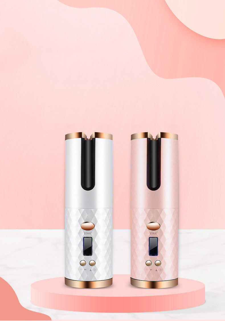 Rechargeable Automatic Hair Curler Women Portable Hair Curling Iron LCD Display Ceramic Curly Rotating Curling Wave Styer Nak Health and Beauty