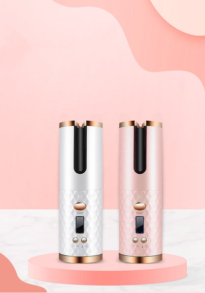 Rechargeable Automatic Hair Curler Women Portable Hair Curling Iron LCD Display Ceramic Curly Rotating Curling Wave Styer Nak Health and Beauty