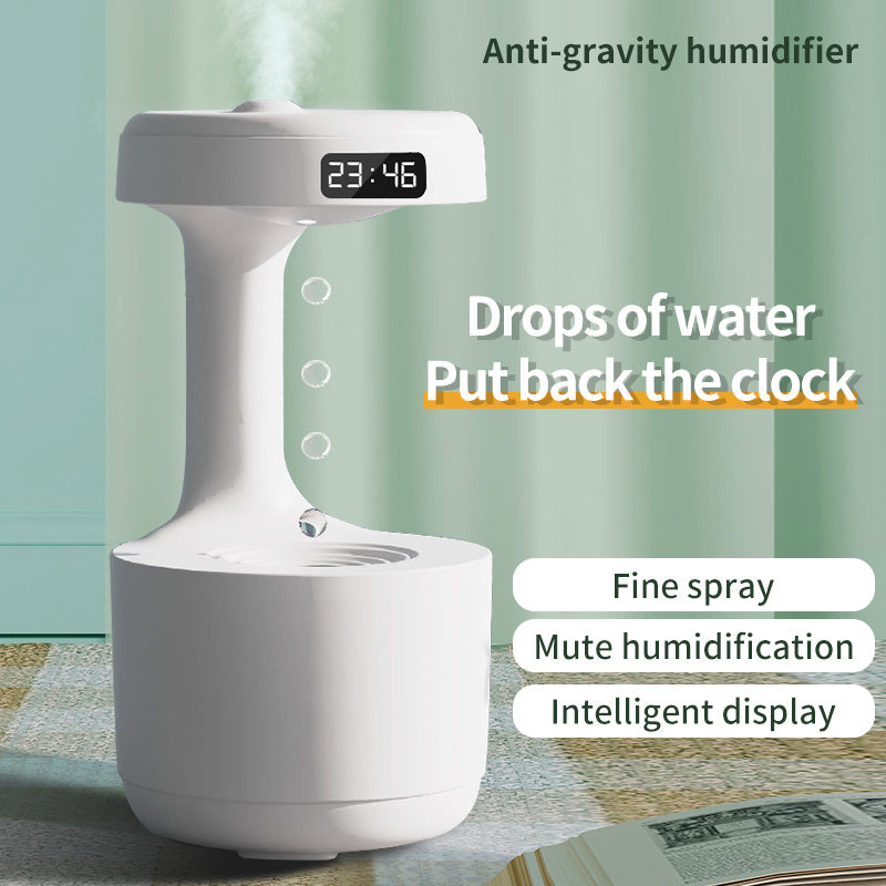 Bedroom Anti-Gravity Humidifier With Clock Water Drop Backflow Aroma Diffuser Large Capacity Office Bedroom Mute Heavy Fog Household Sprayer Nak Health and Beauty