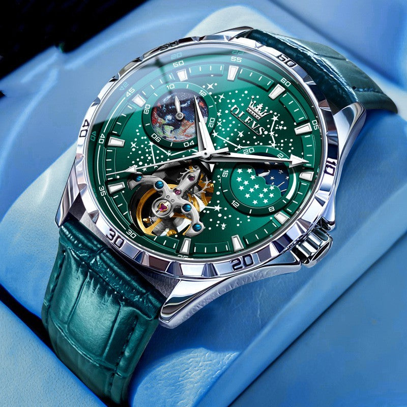 Fashion Starry Sky Mechanical Watch Business Hollow Waterproof Men Nak Health and Beauty