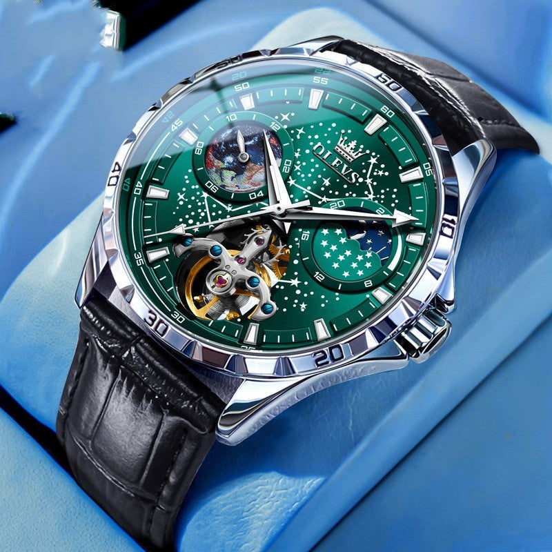 Fashion Starry Sky Mechanical Watch Business Hollow Waterproof Men Nak Health and Beauty