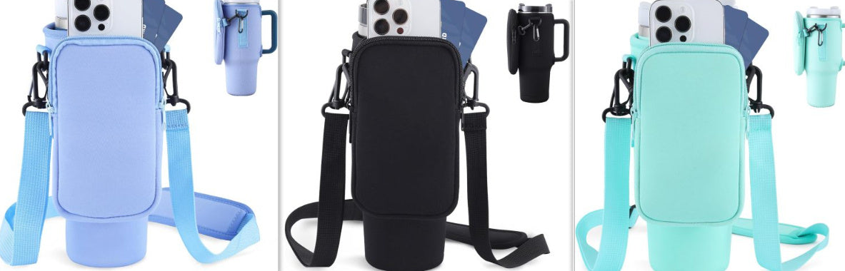 Slok Water Bottle Carrier Bag, Compatible With 40oz Tumbler With Handle, Modern Water Bottle Holder With Simple Adjustable Strap For Outdoor Walking Hiking Travelling Sports-Blue Purple Nak Health and Beauty
