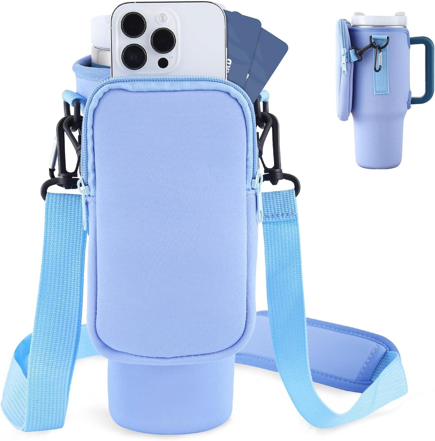 Slok Water Bottle Carrier Bag, Compatible With 40oz Tumbler With Handle, Modern Water Bottle Holder With Simple Adjustable Strap For Outdoor Walking Hiking Travelling Sports-Blue Purple Nak Health and Beauty