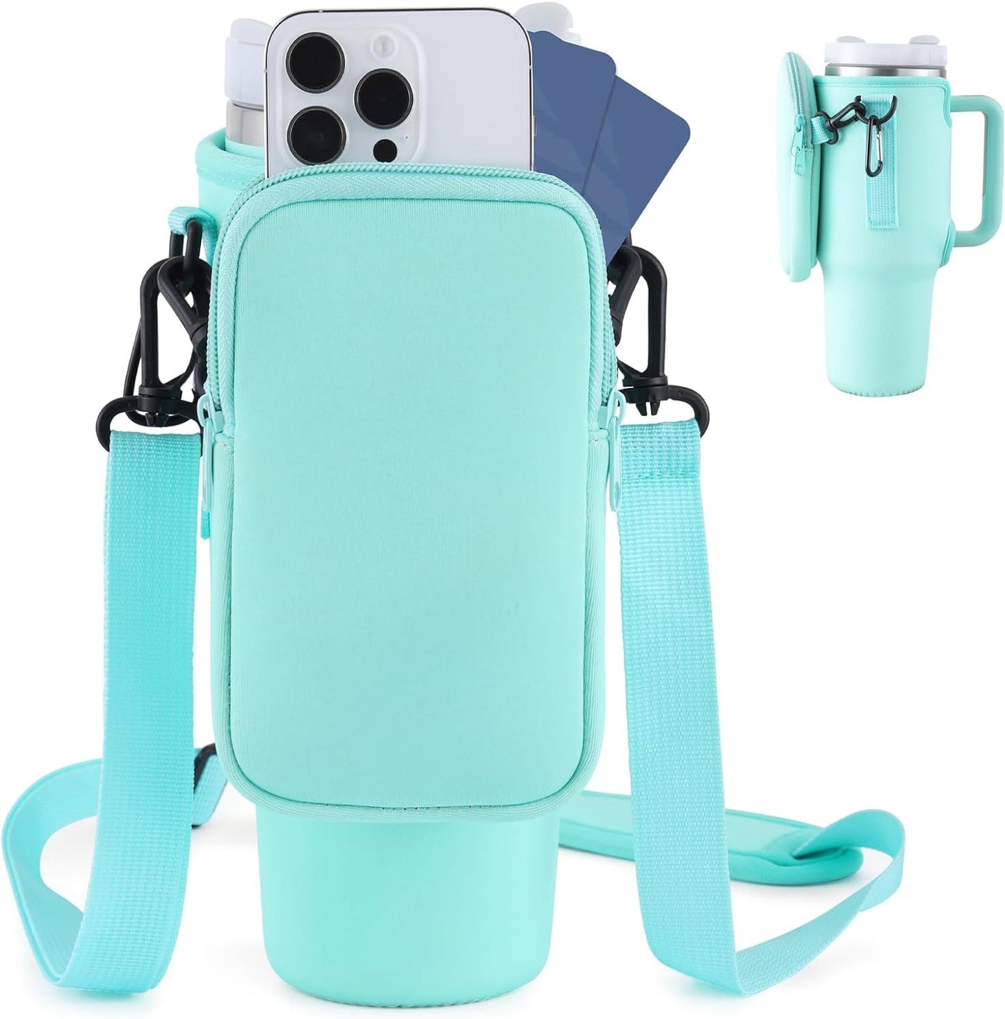 Slok Water Bottle Carrier Bag, Compatible With 40oz Tumbler With Handle, Modern Water Bottle Holder With Simple Adjustable Strap For Outdoor Walking Hiking Travelling Sports-Blue Purple Nak Health and Beauty