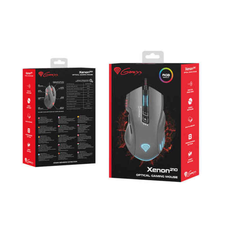 Gaming Mouse Genesis Xenon 210 RGB 3200 DPI Black 3200 DPI Bigbuy