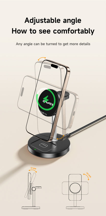 AWEI 3-in-1 Multi-function Wireless Charger Nak Health and Beauty