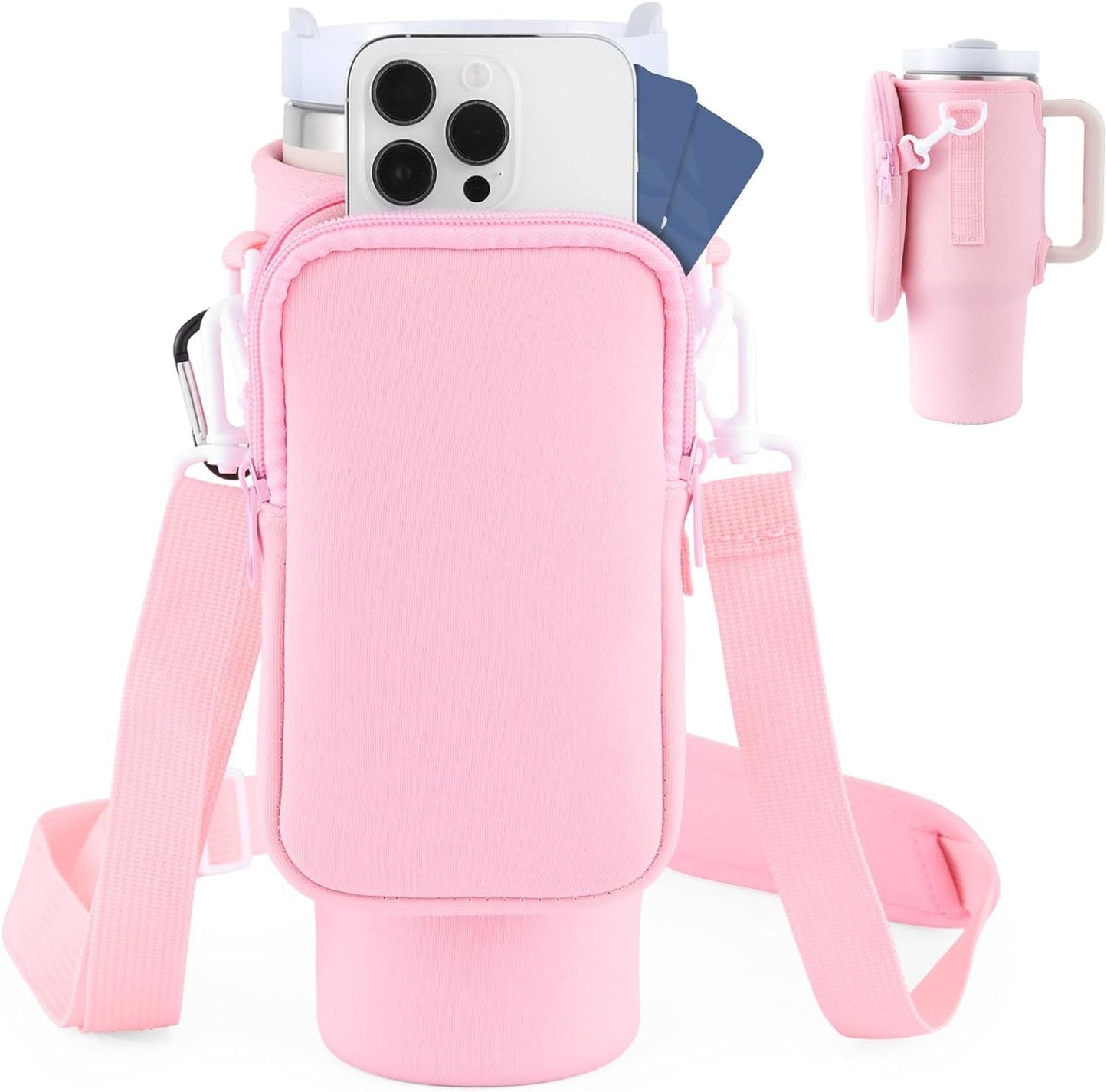 Slok Water Bottle Carrier Bag, Compatible With 40oz Tumbler With Handle, Modern Water Bottle Holder With Simple Adjustable Strap For Outdoor Walking Hiking Travelling Sports-Blue Purple Nak Health and Beauty