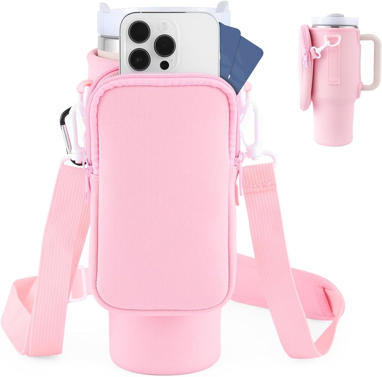 Slok Water Bottle Carrier Bag, Compatible With 40oz Tumbler With Handle, Modern Water Bottle Holder With Simple Adjustable Strap For Outdoor Walking Hiking Travelling Sports-Blue Purple Nak Health and Beauty