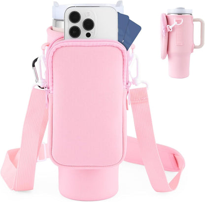 Slok Water Bottle Carrier Bag, Compatible With 40oz Tumbler With Handle, Modern Water Bottle Holder With Simple Adjustable Strap For Outdoor Walking Hiking Travelling Sports-Blue Purple Nak Health and Beauty