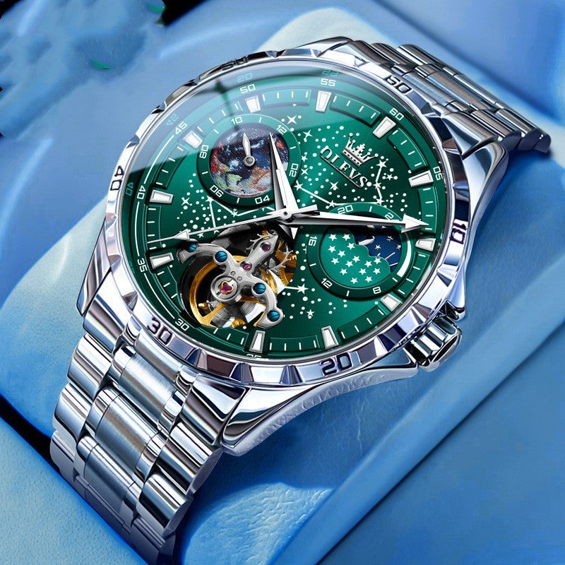 Fashion Starry Sky Mechanical Watch Business Hollow Waterproof Men Nak Health and Beauty