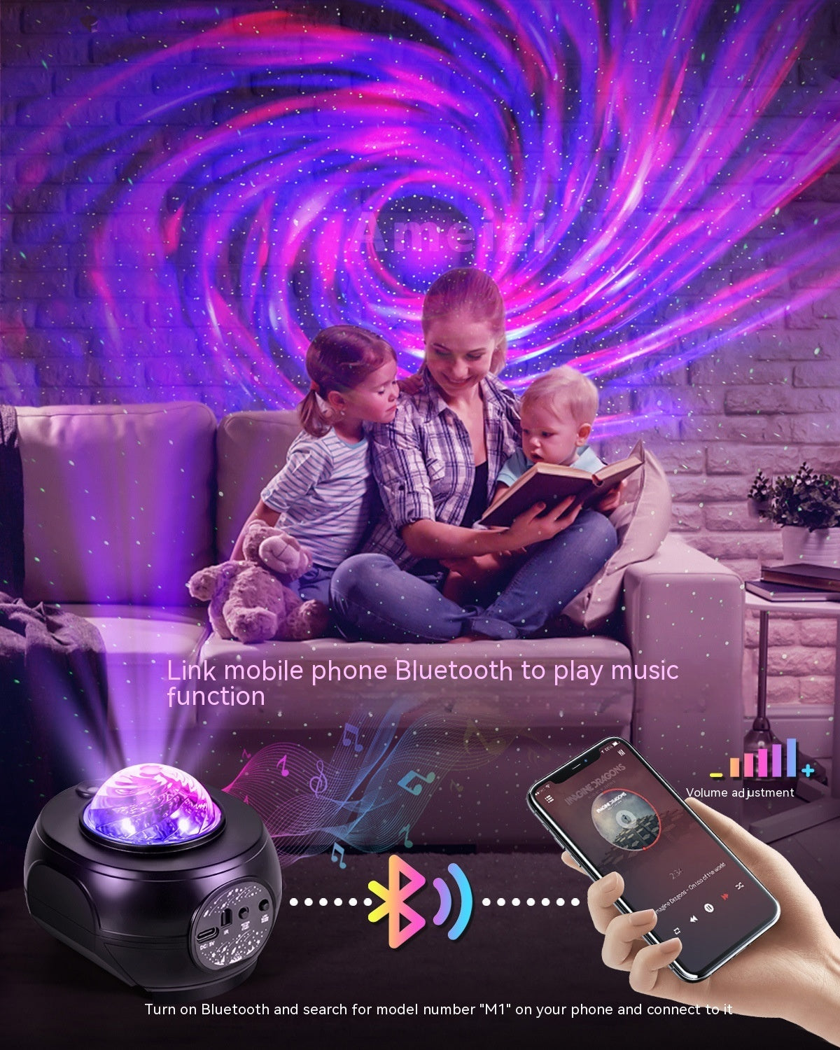 APP Starry Sky Projector Music Small Night Lamp Nak Health and Beauty