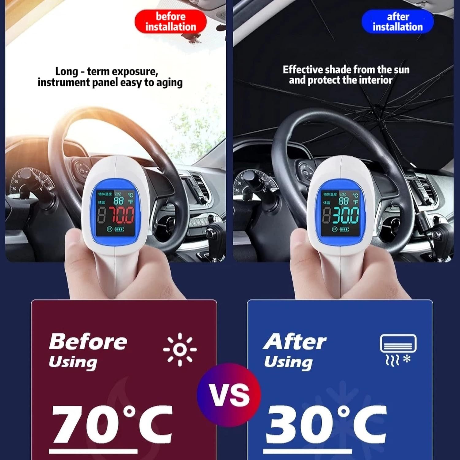 Foldable Reflector Windshields Umbrella Car Windshield Sun Shade UV Rays And Heat Sun Visor Protector Nak Health and Beauty