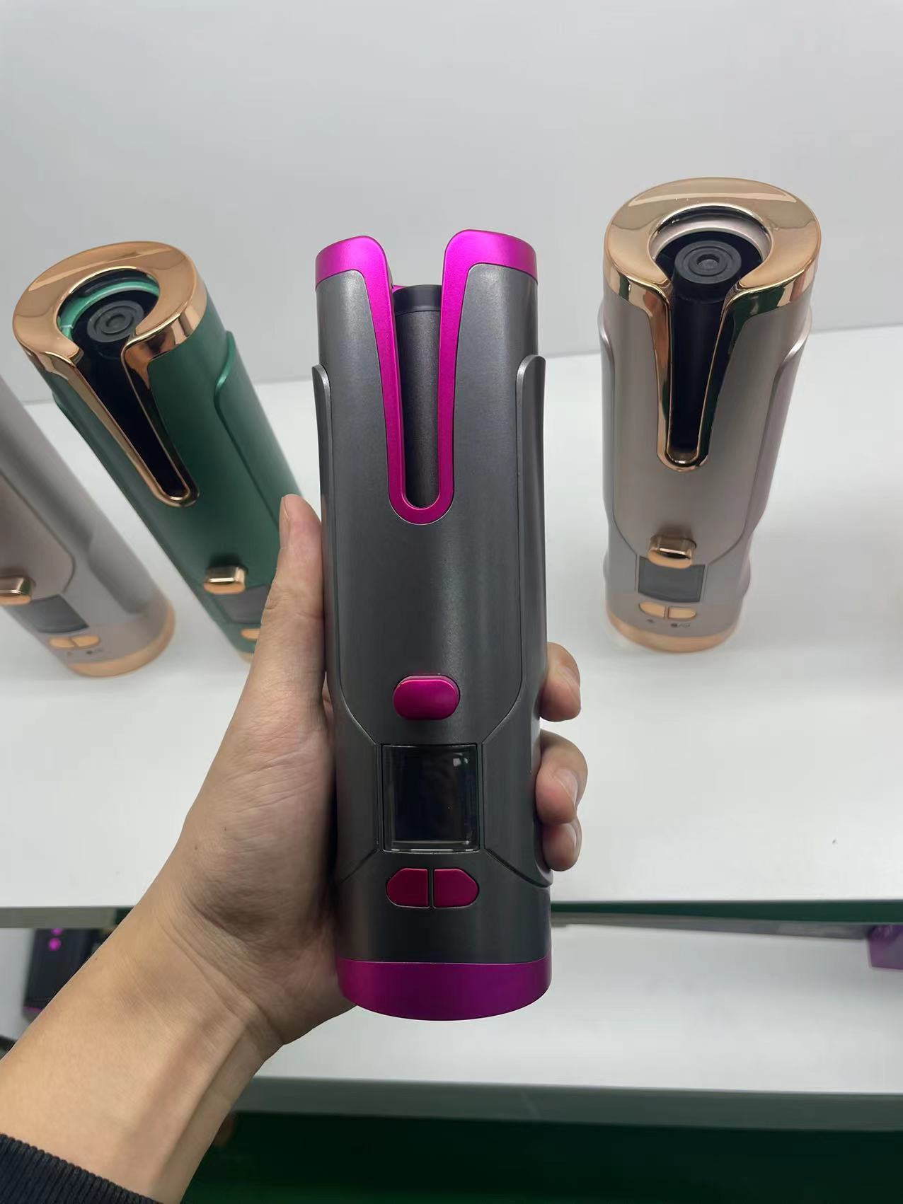 Rechargeable Automatic Hair Curler Women Portable Hair Curling Iron LCD Display Ceramic Curly Rotating Curling Wave Styer Nak Health and Beauty