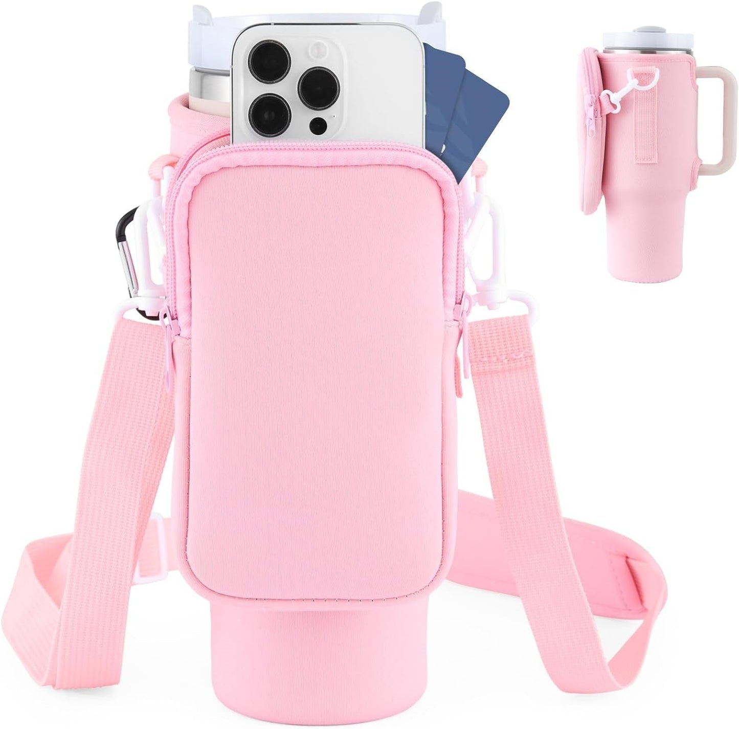 Slok Water Bottle Carrier Bag, Compatible With 40oz Tumbler With Handle, Modern Water Bottle Holder With Simple Adjustable Strap For Outdoor Walking Hiking Travelling Sports-Blue Purple Nak Health and Beauty