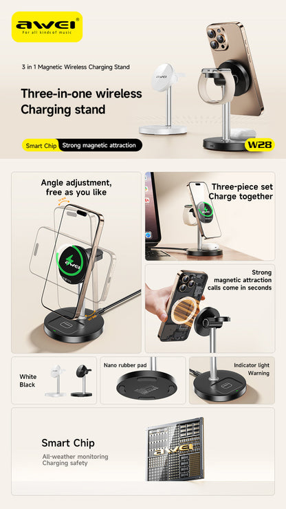 AWEI 3-in-1 Multi-function Wireless Charger Nak Health and Beauty