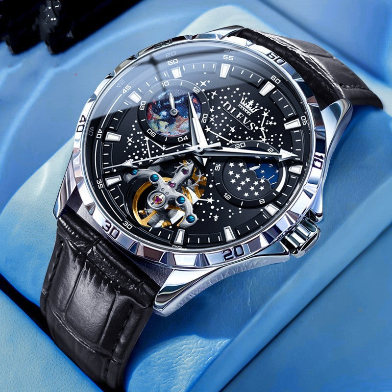 Fashion Starry Sky Mechanical Watch Business Hollow Waterproof Men Nak Health and Beauty