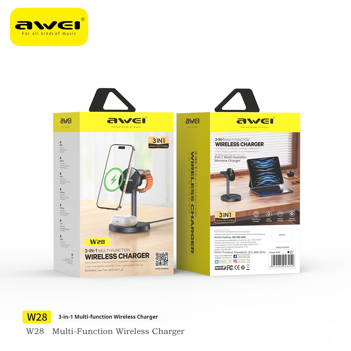 AWEI 3-in-1 Multi-function Wireless Charger Nak Health and Beauty