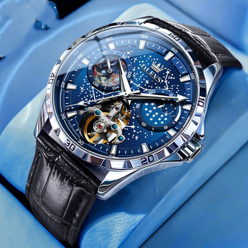 Fashion Starry Sky Mechanical Watch Business Hollow Waterproof Men Nak Health and Beauty