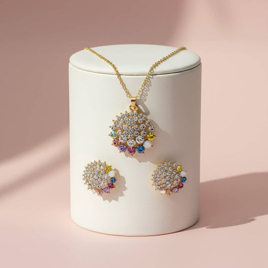 Cluster Crystal Necklace & Earrings Set Nak Health and Beauty