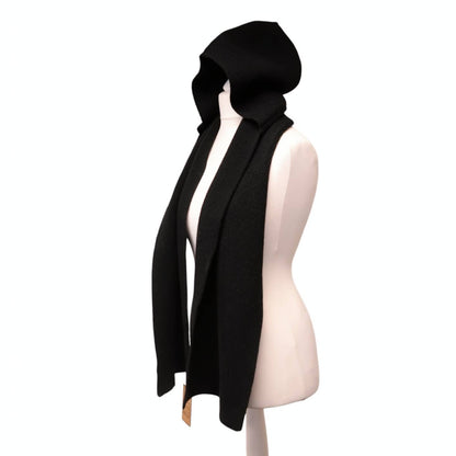 Jess & Lou Black Rib Knit Hooded Scarf KS103 Nak Health and Beauty