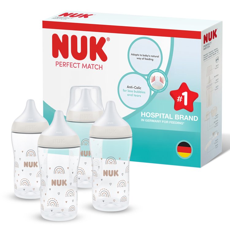 NUK PERFECT MATCH BOTTLE SET 4PK 260ML 0M+ Nak Health and Beauty