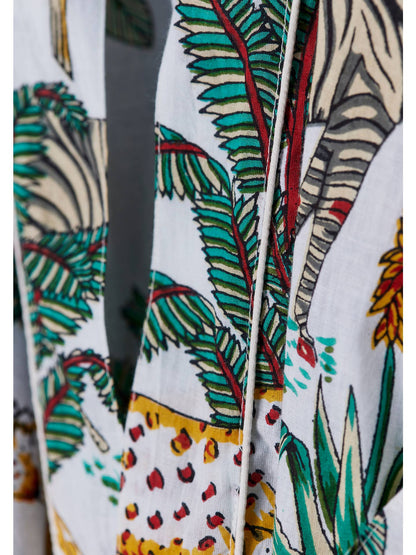 Jungle Print Dressing Gown - White Nak Health and Beauty