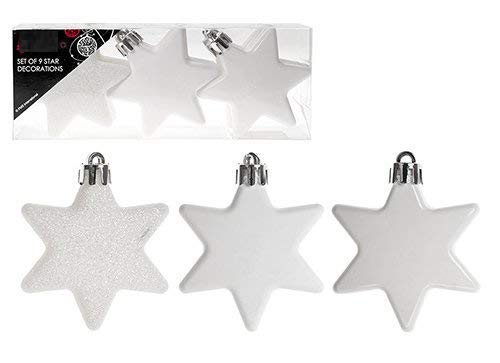 PMS SET OF 6 10CM STAR DECORATIONS IN PVC BOX WHITE Nak Health and Beauty