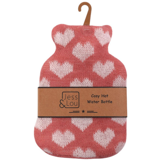 Pink & White Hearts Mini Hot Water Bottle CC100 Nak Health and Beauty