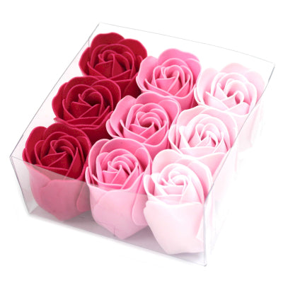 Set of 9 Soap Flowers - Pink Roses