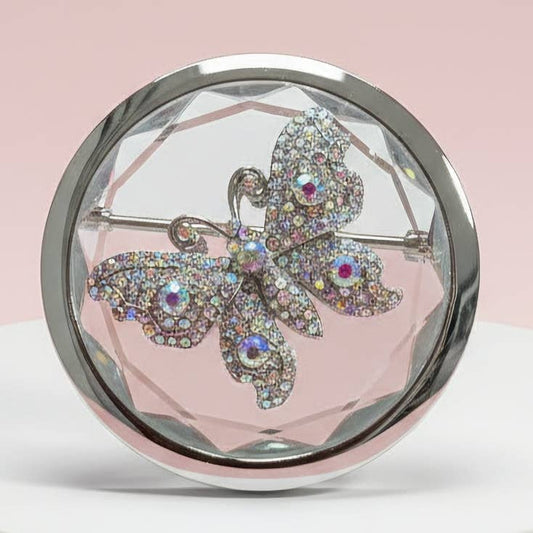 Butterfly Sparkly Compact Mirror with Gift Box Blue Nak Health and Beauty