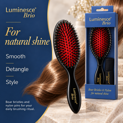 Luminesce Brio Boar Bristles & Nylon Brush Black Nak Health and Beauty