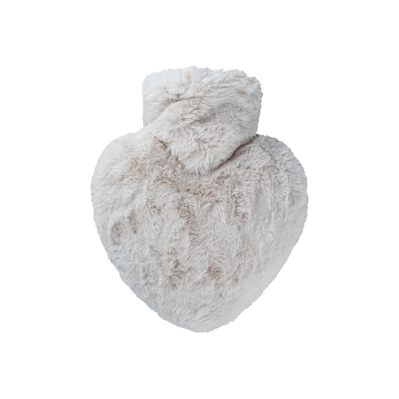 Hot water bottle heart 1.0 l with long-haired fleece cover taupe Nak Health and Beauty