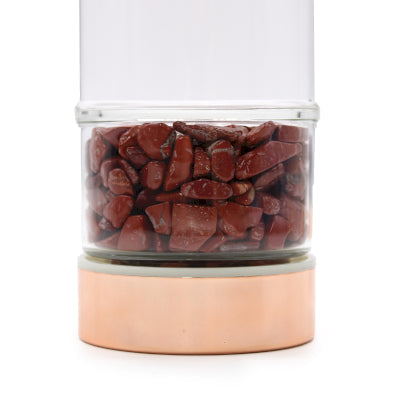 Crystal Glass Tea Infuser Bottle - Rose Gold - Red Jasper Nak Health and Beauty