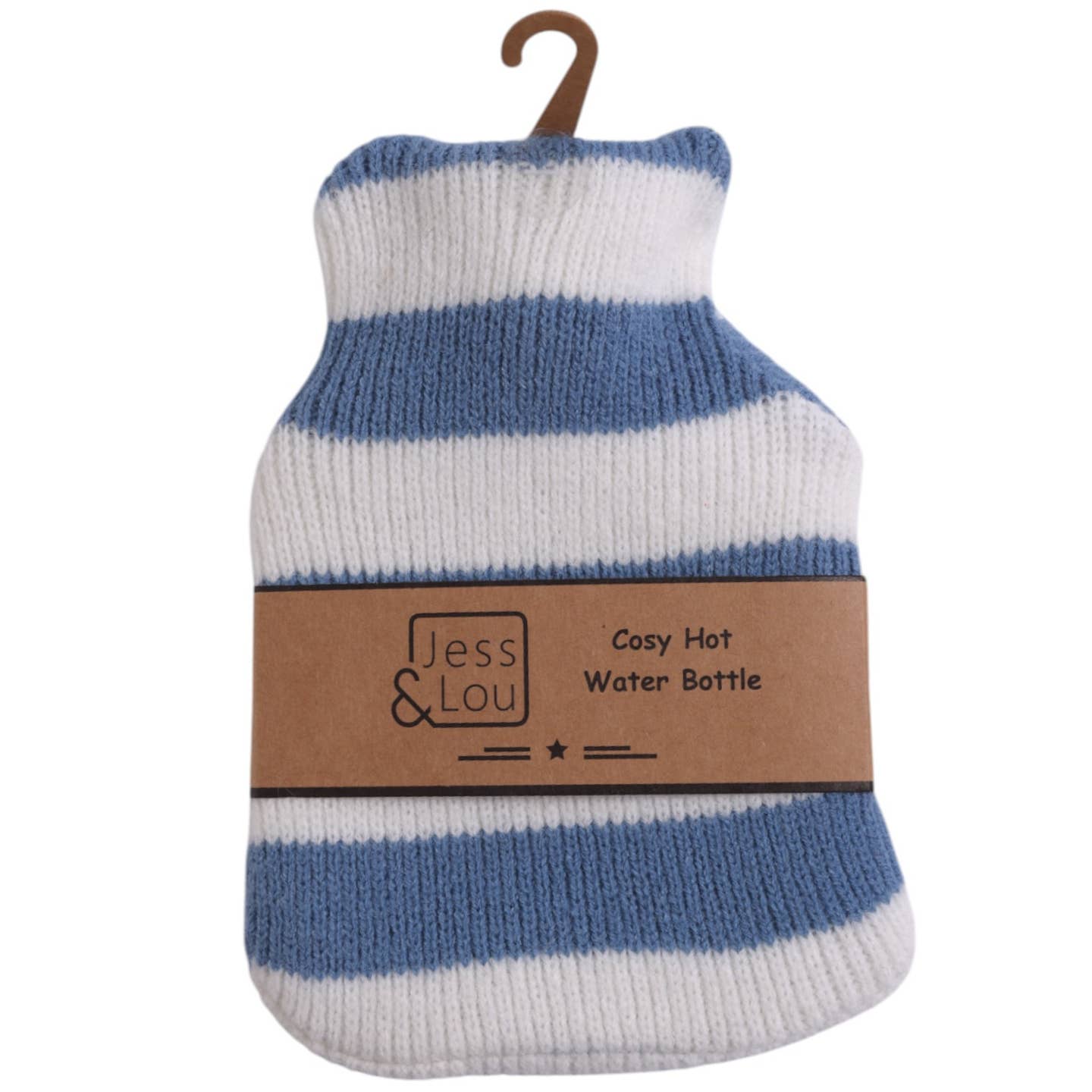 Cornflower & White Stripe Mini Hot Water Bottle CC111 Nak Health and Beauty