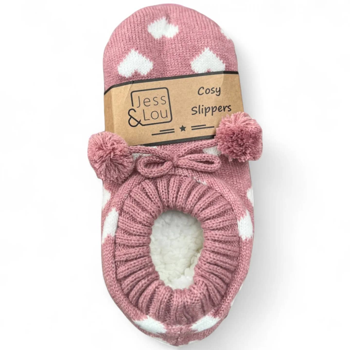 Pink & White Heart Cosy Slippers SL621 Nak Health and Beauty