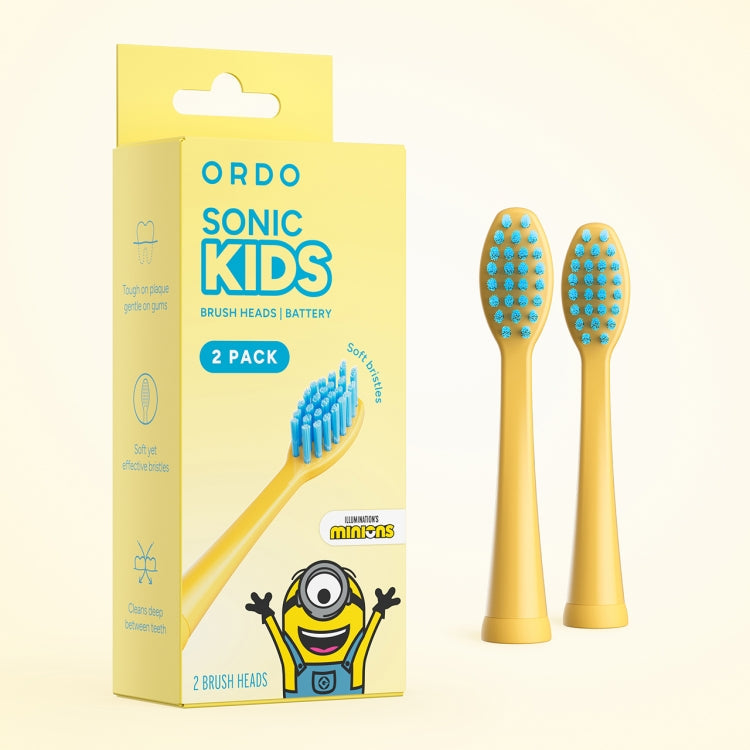 KIDS BATTERY BRUSH HEADS MINIONS YELLOW 2PK Nak Health and Beauty