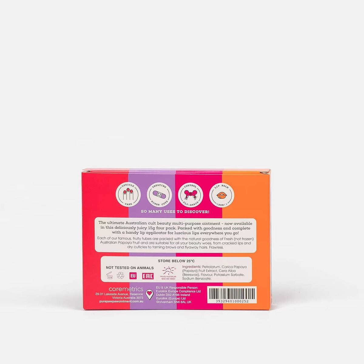 Pure Paw Paw Ointment 4pc (15g Mango, 15g Blackcurrant, 15g Cherry & 15g Strawberry) Nak Health and Beauty